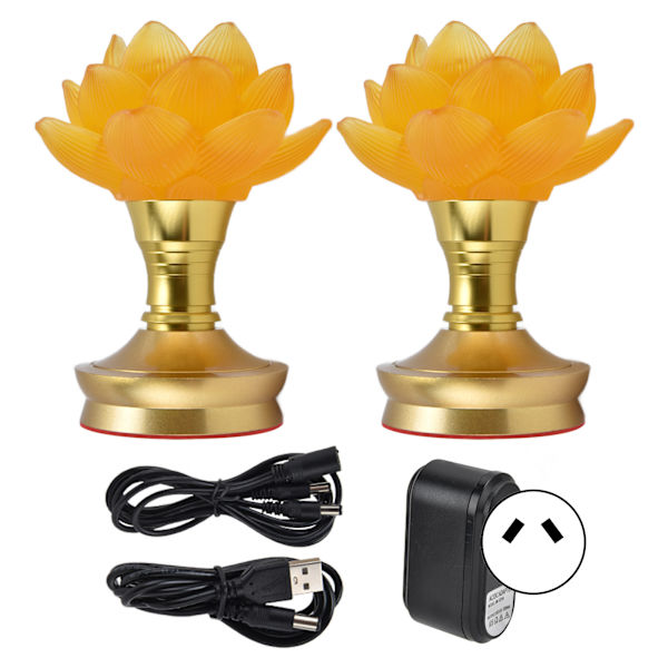 2-pack LED Buddhistiskt Ljus 3 Färgjustering Buddha Lampa Plug-in Blomljus för Hem Buddhistisk Utrustning AU-kontakt 100-240V