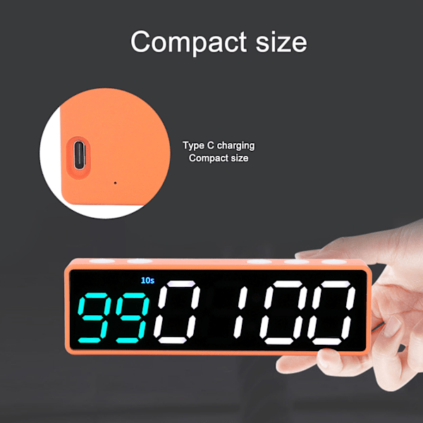 Treningstimer Klokke Stor LED Digital Anti-Svimmelhet Display Treningsintervall Timer for Hjem Garasje Skole Grønn og Hvit