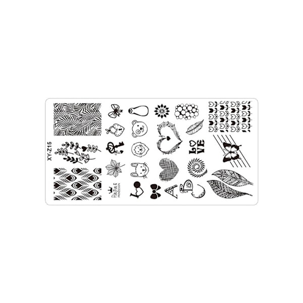 Rustfrit Stål Rektangulær Neglekunst Stemplingsplade DIY Manicure Trykning Billede Skabelon z15#