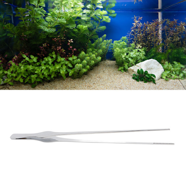 Akvarietang Akvariepinsett Rustfritt Stål Langt Håndtak Fisketank Akvatiske Tang for Akvarieplanter Underlag Gråstein Koraller Rett Tang