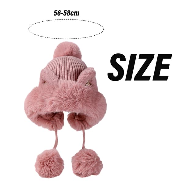 Vintermössa söt stickad mössa rysk pälsvirkad mössa slokig mössa med pompom varm fluffig snömössa trappermössa för kvinnor