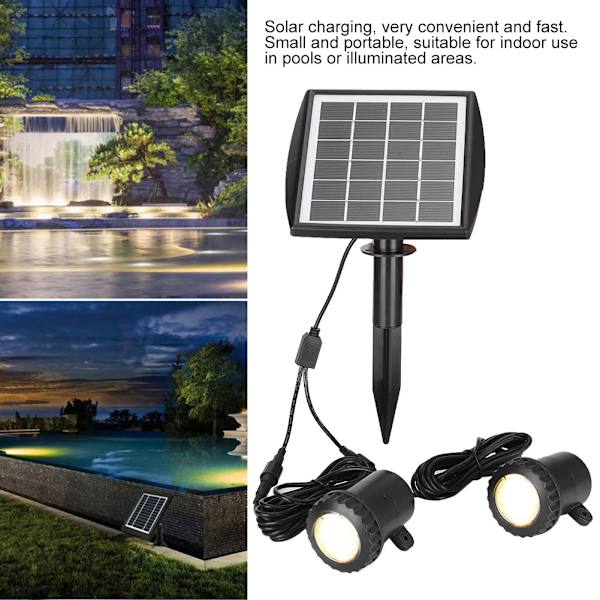 Solcelled Opladning Akvarium Fiskedam Swimmingpool Under Vand Lampe Lys Vandafvisende