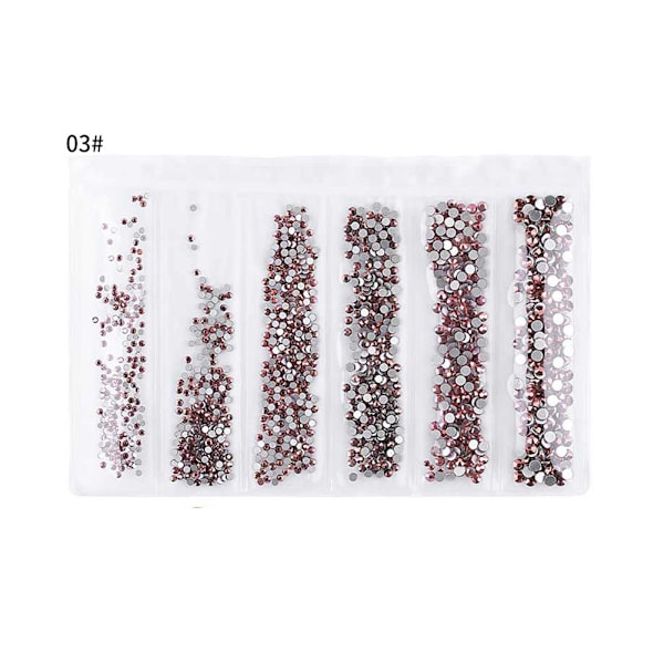 Nagelkonst DIY Glitter Rhinestone Manikyrverktyg Platt Bas Mini Pärlor Dekoration (#3)
