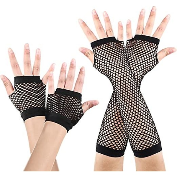 Fisknätshandskar Långa och korta Fishnet fingerlösa handskar Stretchiga