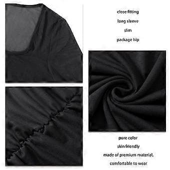 Damklänning Polyesterfiber Polyuretan Slim Fit Långärmad Damklänning för Höst Vinter