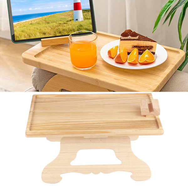 Soffa Armstöd Clip Bord Vikbart Trä Armstöd Clip På Brickbord med Telefonhållare för Soffor Recliner Rektangulär
