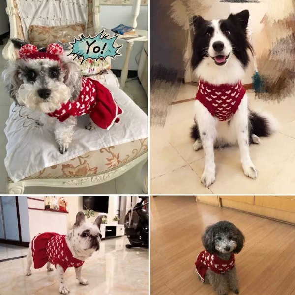 Koiran vaatteet Red love dog villapaita Joulun uudenvuoden lemmikkivaatteet