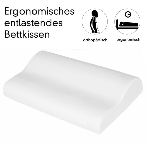 Afslappende cervikal pude til smertelindring, ergonomisk design sikrer korrekt spinal justering, langsom rebound memory foam til dyb søvn og