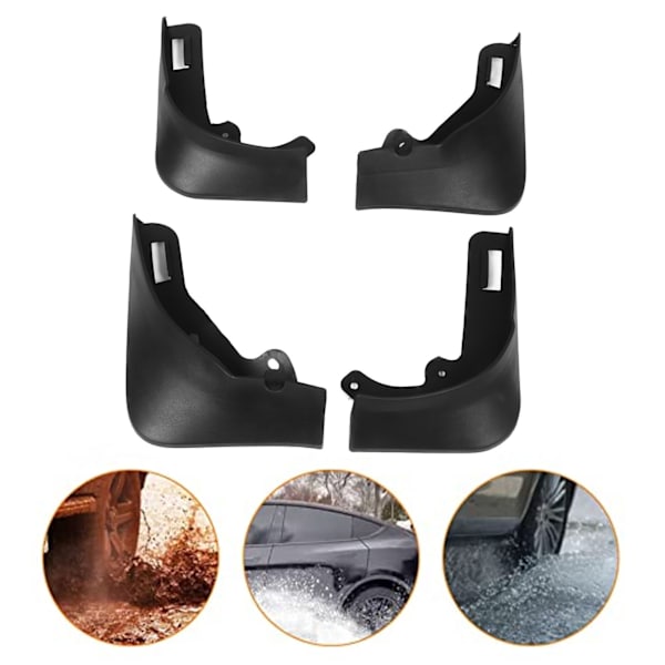 4 stk. Bil Mud Guards Foran Bakhjul Svart Mud Fender Erstatning for Tesla Model Y 2021‑2023
