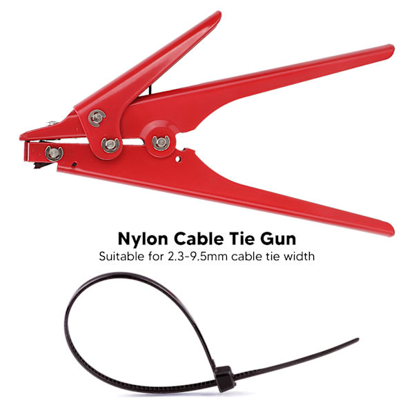 Bärbar Nylon Kabelbindare Justerbar Spänning Plast Zip Tie Fäst- och Klippverktyg Röd