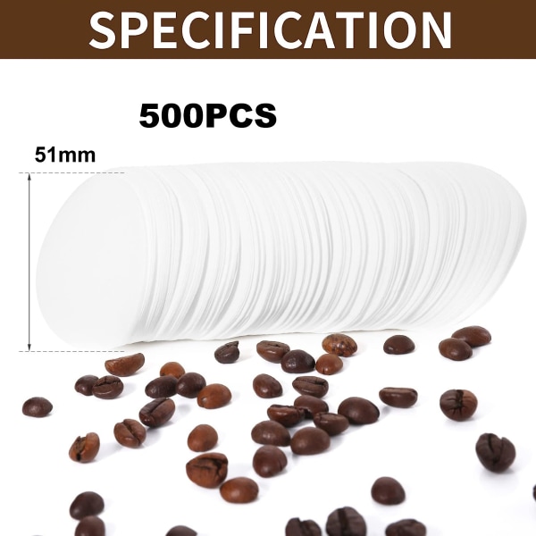 500 små kaffefilterpapir Rundt kaffemaskinfilter