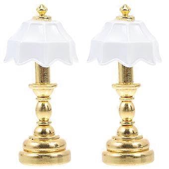 2 st Mini Sänglampa Prydnad Metall Mini Ljus Dekor Modell Mini Hus Dekor