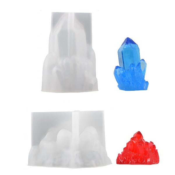 Kristallkluster Resinformar, Stora och Små Storlekar Kristallformade Silikonformar för Resin, Kvarts Epoxi Resinformar för Resinhantverk, DIY Kristall Healing