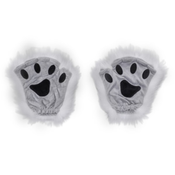 Flickor Cartoon Bear Claw Handskar Half Finger Paw Handskar Winter War D