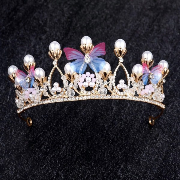 Jenteprinsessetiara, jentebursdag, krone, sommerfugl, prinsesseforestilling, frisyremodell, catwalk, håndlaget