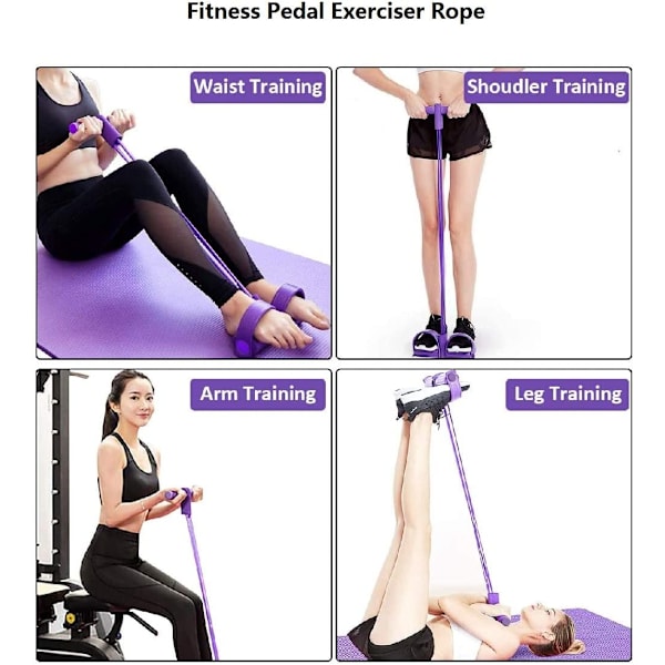 Multifunktionelt spændingsreb, elastisk spændingsfodpedal, Sit-up Bodybuilding Expander, 4-rørs-ben-træningsreb til træning i hjemmet