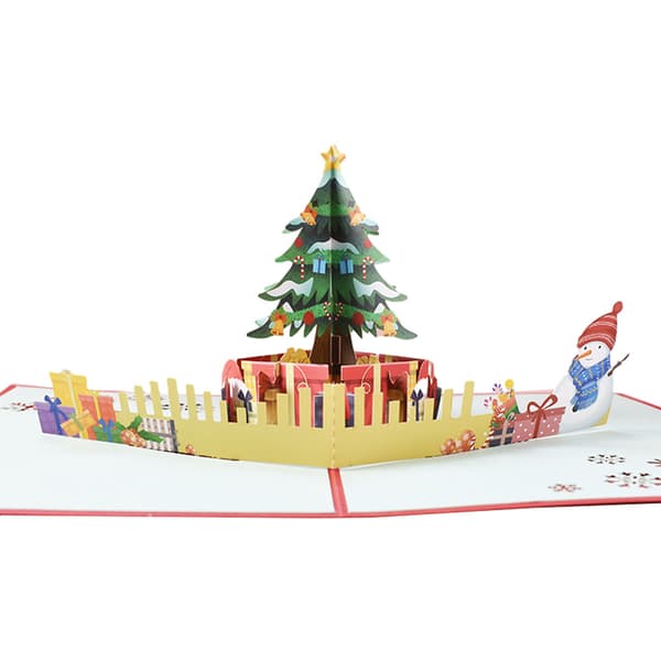Vikbara kort 3D Julkort med kuvert Julgran Jultomte