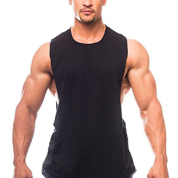 Ermeløs T-skjortevest for menn for uformelle sporter, hurtigtørkende