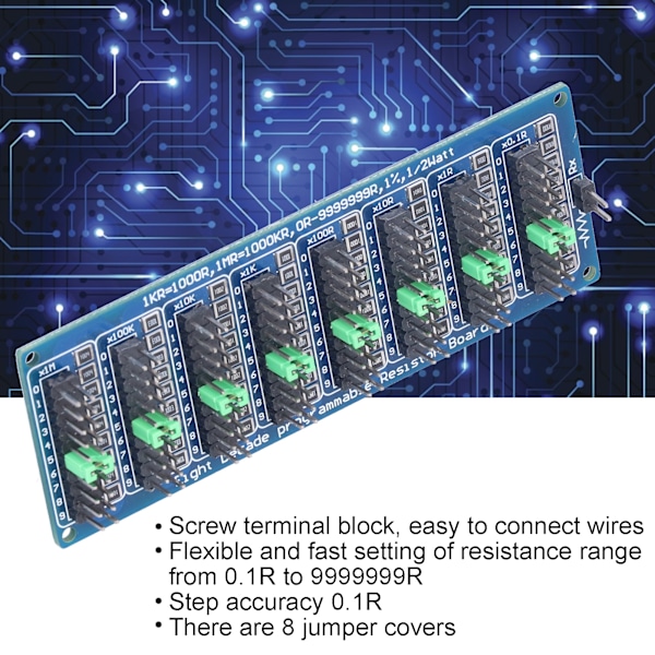 Programmerbar Modstandsplade Skrueklemmeblok 0,1R til 9999999R 8 Sektioner 0,1R Nøjagtighed Elektronisk Komponent