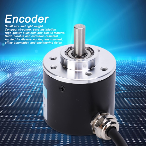 Encoder 5‑24V DC AB 2-Fase Inkremental Rotations Solid Shaft Encoder til Kontorautomatisering Engineering1024B