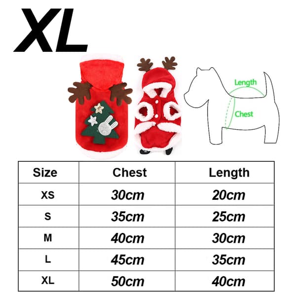 Julekostume til kæledyr, hund og kat XL