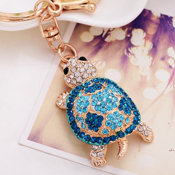 Skildpadde Rhinestone Nøglering, Glitrende Krystal Legering Nøglering