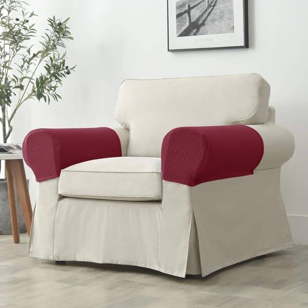 Set med 2 Jacquard Stretch Soffa Fåtölj Armstödsskydd Halkfria Möbelskydd Armstöd Överdrag för Soffa Vilstol