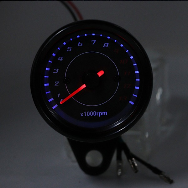 Universal 12V Vintage Motorcykel Tacho Gauge LED Baggrundsbelysning Auto Tilbehør Sort