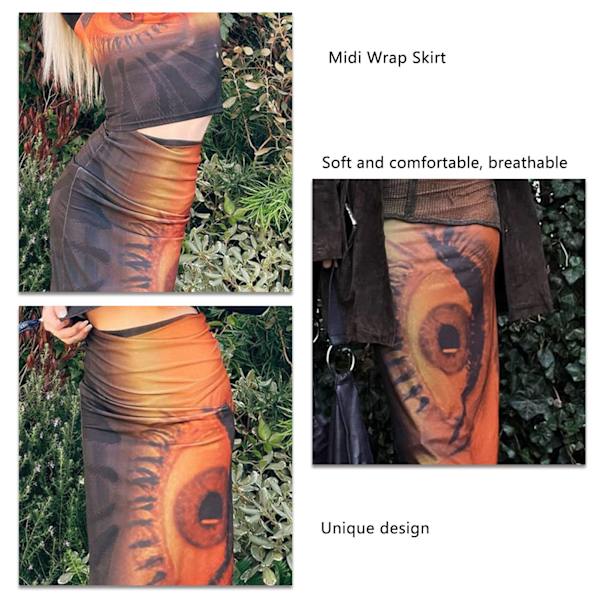 Midi Wrap-skjørt i Polyester, Pustende og Komfortabel, Høy Midje, Wrap Midi-skjørt for Kvinner og Jenter, Rød S