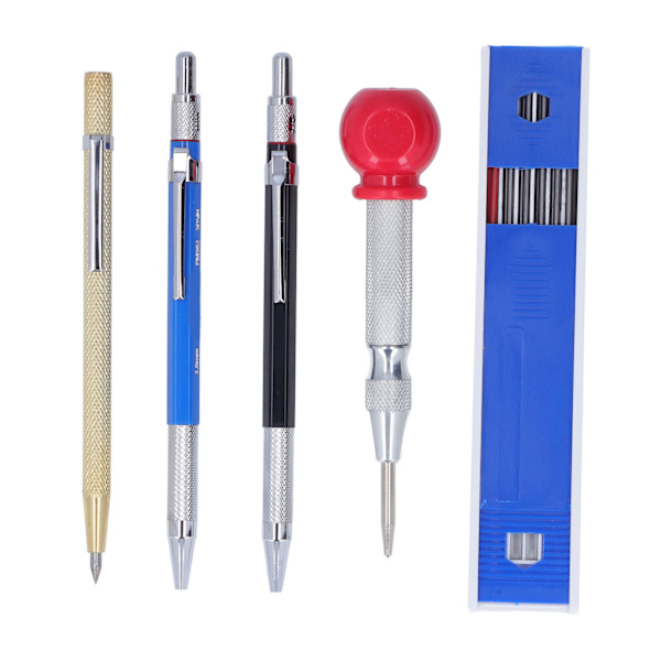 16-dels Mekanisk Snickeripennor Set Scribe Penna med Center Punch Markeringspatroner