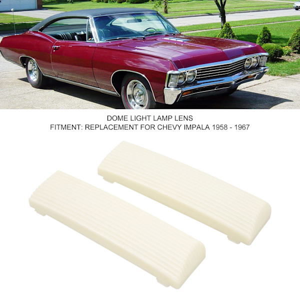 2 stk. Taklampe Lyktelinse Interiør Takkart Høydehus Bytte for Chevy Impala 1958 - 1967
