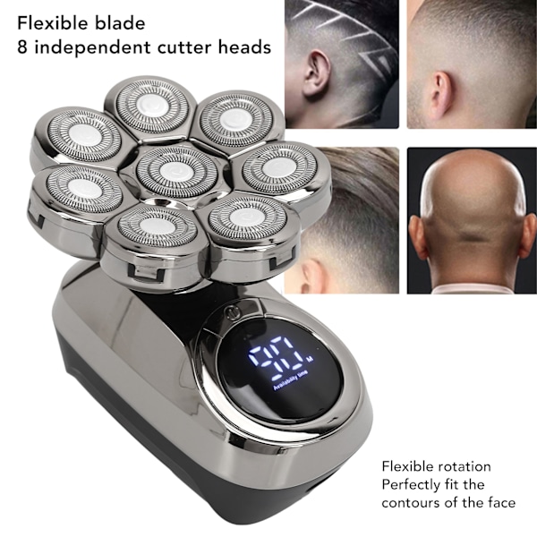 Multifunksjonell Elektrisk Barbermaskin med Digitalt Display, USB-Lading, Oppgradert Dobbeltbladet Razor 6 i 1