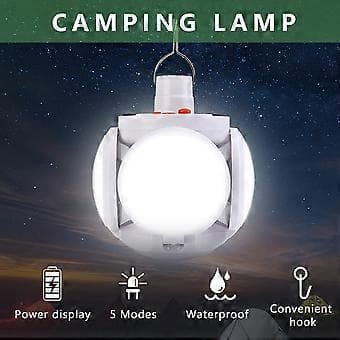Campinglys, bærbar LED campinglys, 5 moduser 360 belysning, IPX6 vanntett, oppladbart campinglys, solcelle campinglys for camping, fiske
