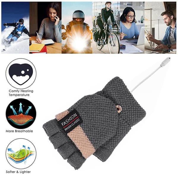 Opvarmede handsker USB Unisex Vinterhandsker To i en Vaskbart Design Termisk Ledningsmodul Elektrisk Varmeomdannelse til Arbejde Kontor Computerarbejde