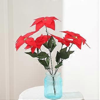 5 julesimuleringsblomster, julestjerne - hvid uden vase