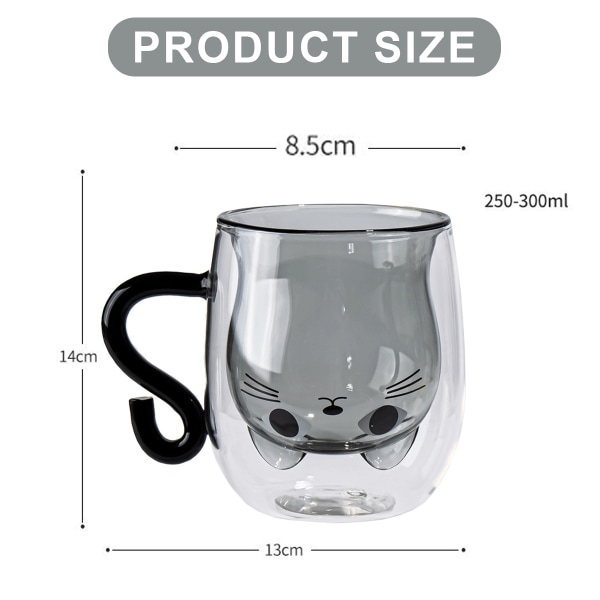 Kopp med svart katt söt kopp med handtag dubbelväggigt kaffe