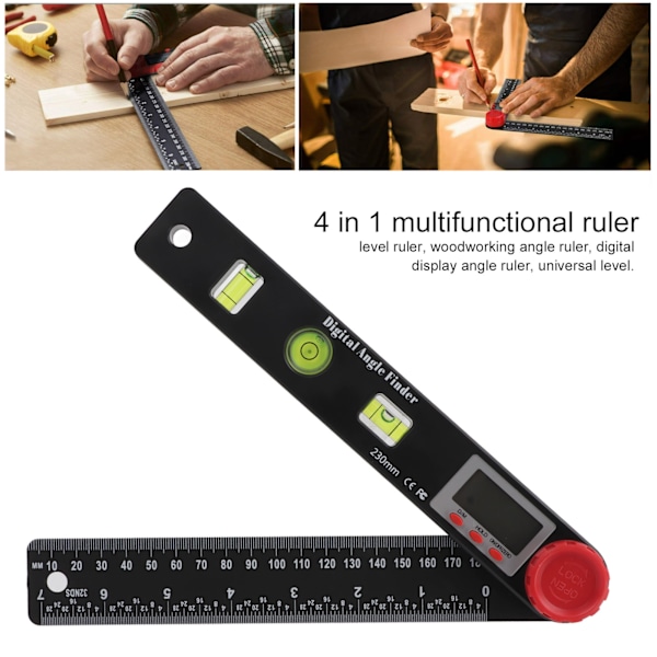 4 i 1 Digital Vinkelmåler med Display - Multifunksjonell Vinkelmåler for Hjem, Utendørs og Industri