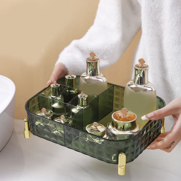 Makeup Organizer Bordplade Opbevaring, Stor Klar Makeup Opbevaring med Multifunktionelle Organiseringsfunktioner, Display Case Container Vanity Opbevaring
