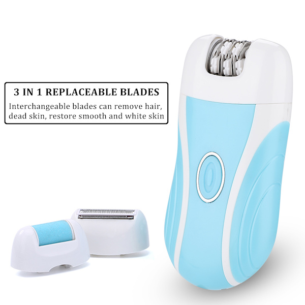 3-i-1 USB Elektrisk Epilator Damrakare Håravlägsning Nagelfräsmaskin Ansikts- och Kroppsvård Blå
