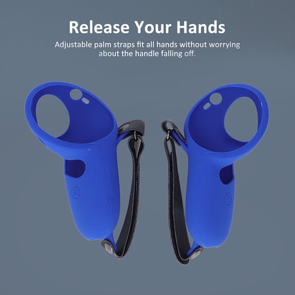 2 stk Touch Controller Grip Cover Silikon Grip Cover Beskytter med Knuckle Straps for Meta Quest Pro Blå