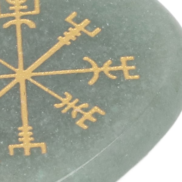 Helande Kristallsten Graverade Nordiska Vikingasymbolstenar Meditation Helande Platt Oval Symbolsten Grön