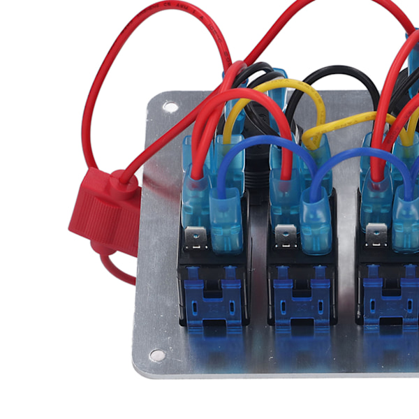 Kallistinpainikkeen paneeli 6 kytkintä Päälle/Pois Sininen LED-valo 2.1A Kaksi USB-latausporttia Alumiiniseos Autolle RV:lle