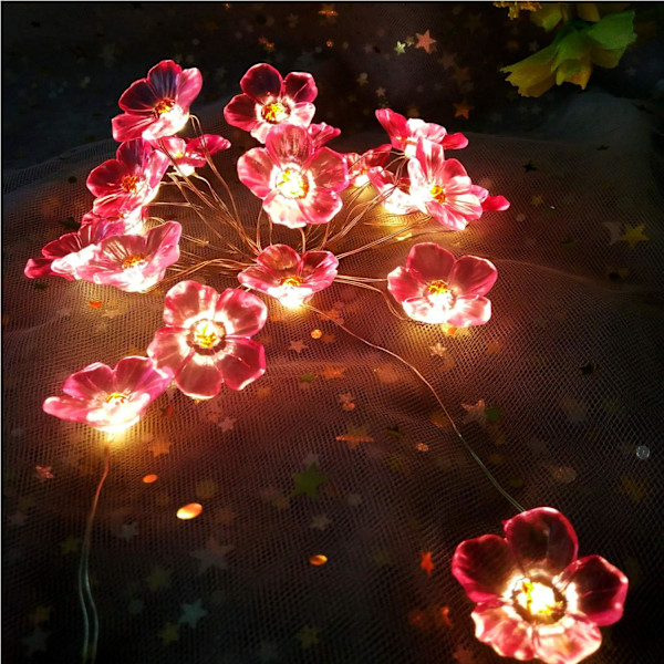 Körsbärsblommor Ljusslinga Minnesfunktion, Batteridrivna Dekorativa Ljusslingor för Heminredning
