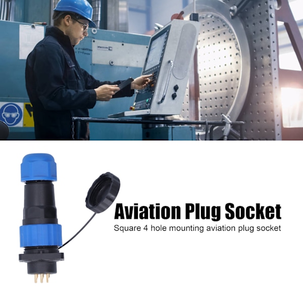 Vattentät Plugguttag Kvadratisk Flygströmkontakt Butt Terminal Adapter AC 380V SP207 Stift