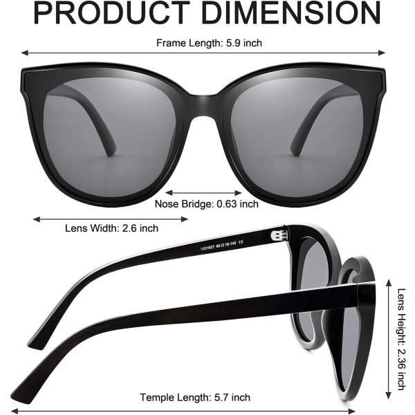 Overdimensionerede Cat Eye-solbriller Polariseret UV400 beskyttelse til kvinder