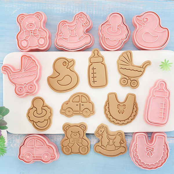 Baby Cartoon Mold Set - 8 stykker - Baby Cartoon Printed Embossed