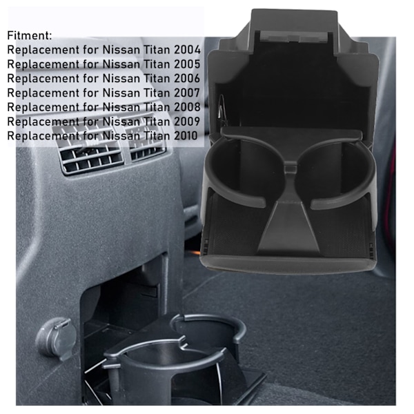 Bagerste midterkonsol kopholder 96967‑9FD0B Sort udskiftning til Nissan Titan 2004‑2015