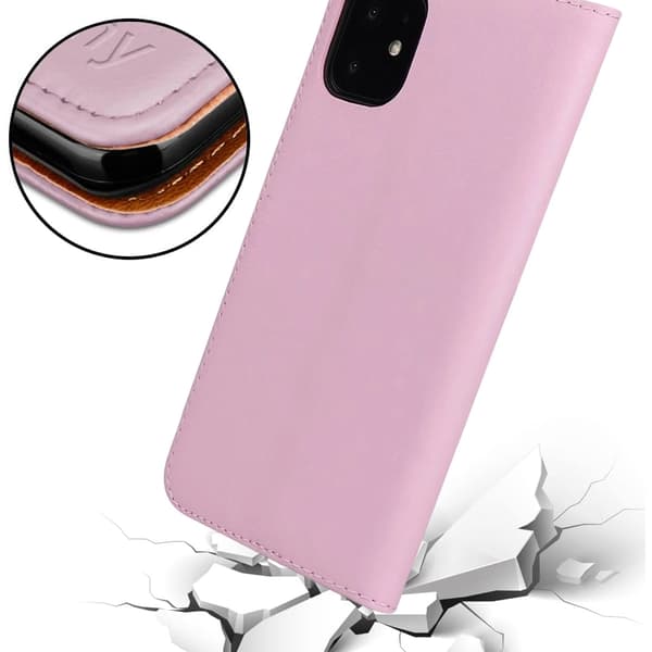 iPhone X/Xs - Ekte Lær Etui - Rose Rosa