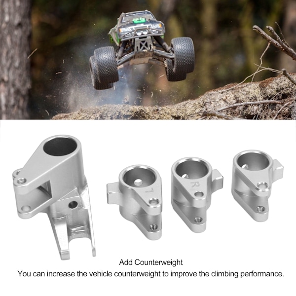 Axelrörslänkfäste Set Aluminium Motvikt Öka Länkstångsfäste Adapter för SCX10 PRO Silver