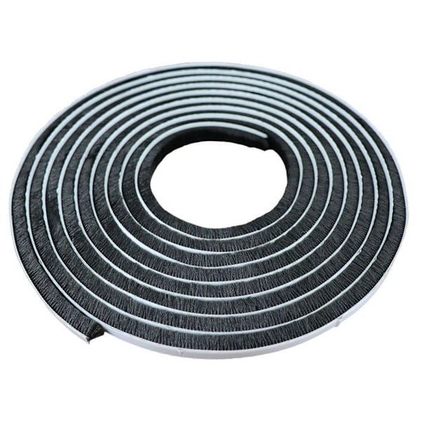 Självhäftande borstlist för isolering av dörrar och fönster, energibesparande vädertätning för vintern (Noir, 9mm*15mm*5m)